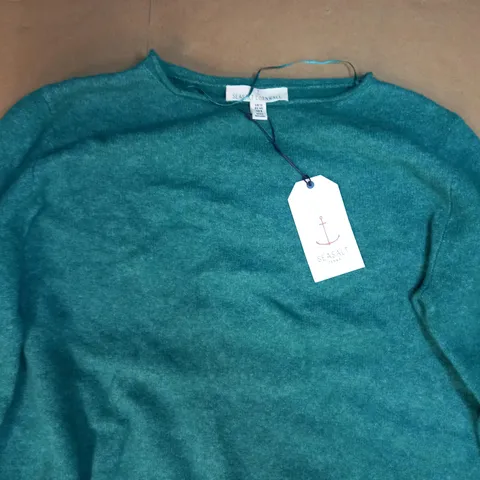 SEASALT CORNWALL NATURAL WOOL JUMPER IN GREEN UK SIZE 12