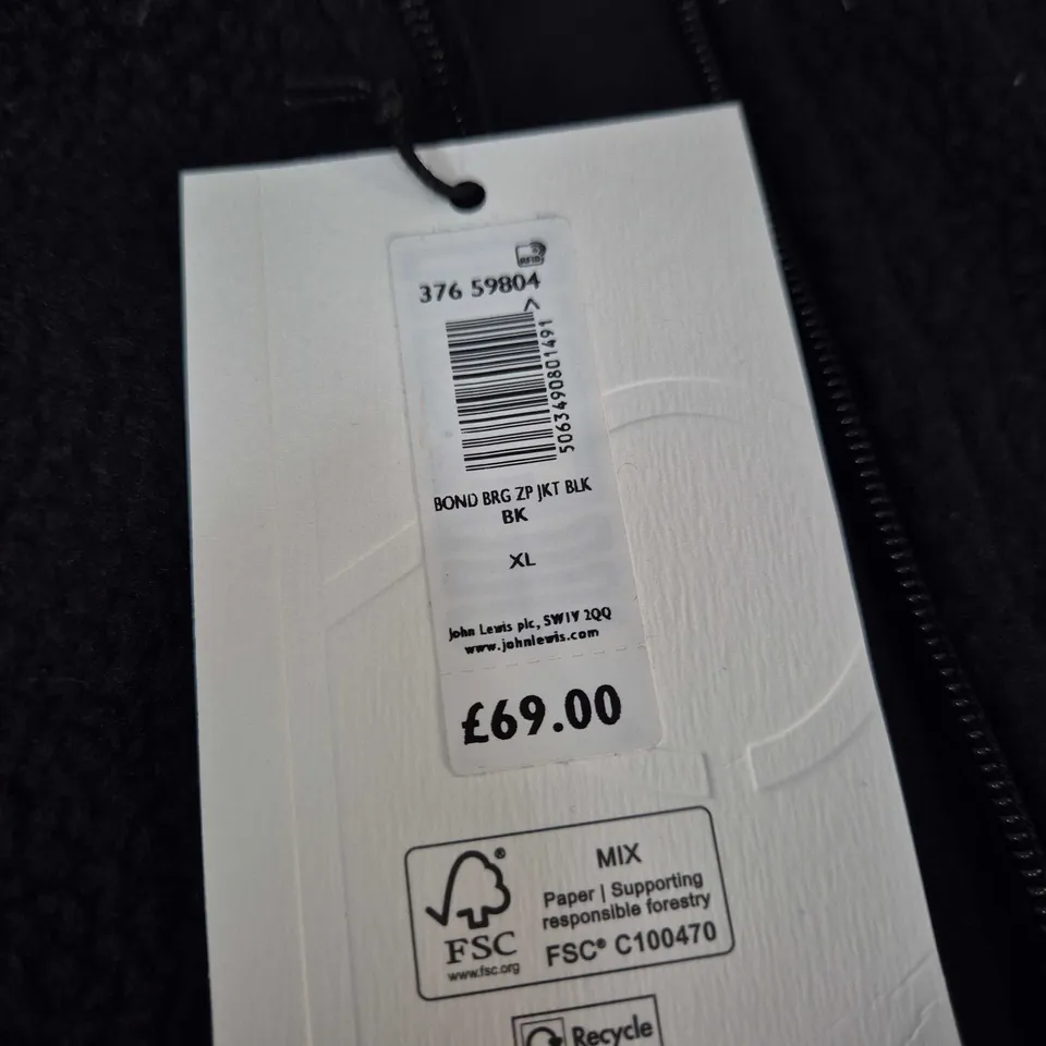 JOHN LEWIS BLACK FLEECE ZIP JACKET – XL