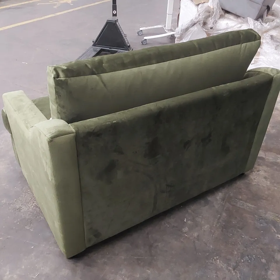 QUALITY DESIGNER GREEN VELVET 2 SEATER SOFA