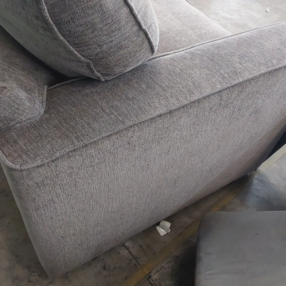 BOXED DESIGNER CORSICA STORAGE FOOTSTOOL NAVY GREY LEATHER CONTRASTING STITCHING 