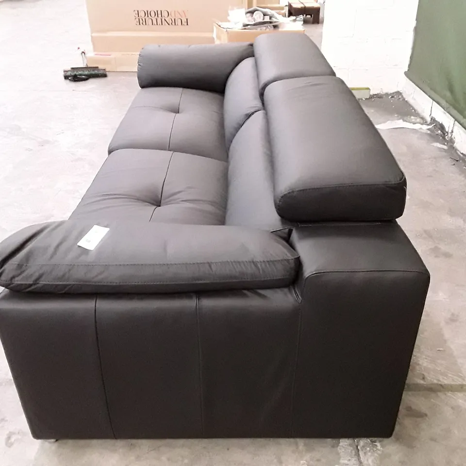 QUALITY DESIGNER BRADY 4 SEATER SOFA - BLACK LEATHER