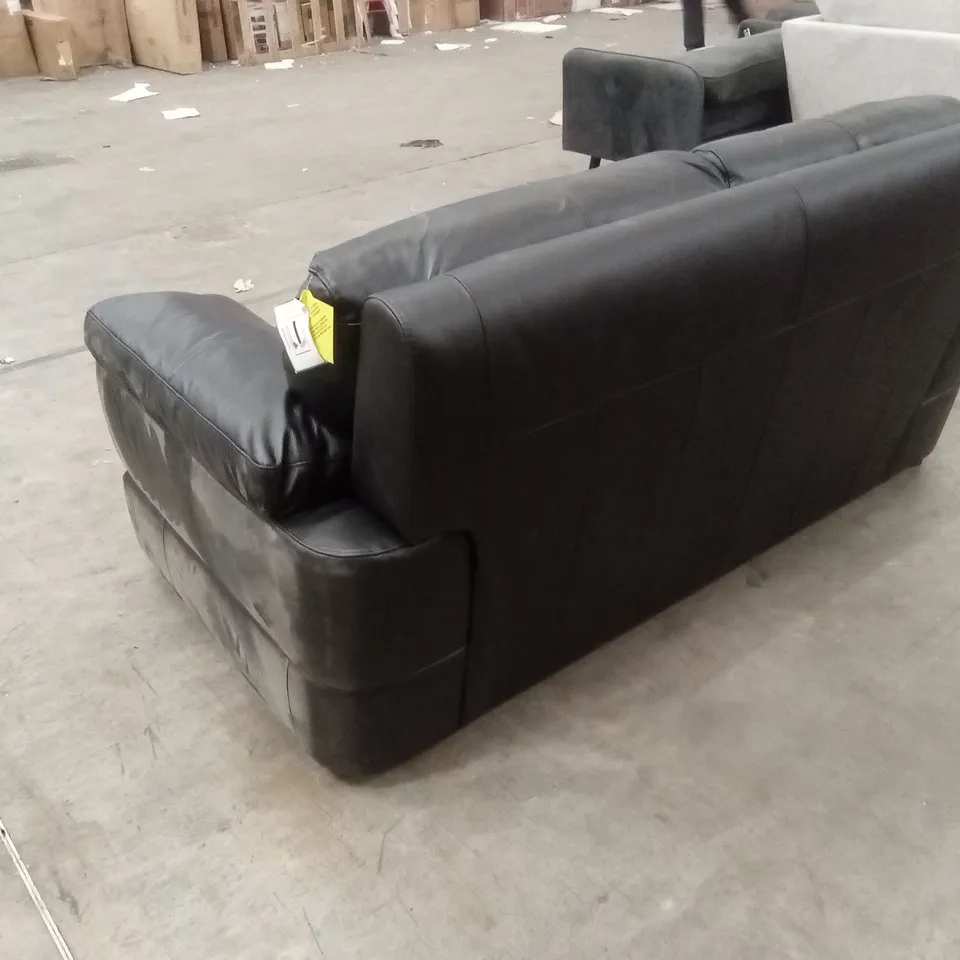 MARLOW ITALIAN LEATHER 2 SEATER SOFA - BLACK RRP £1299