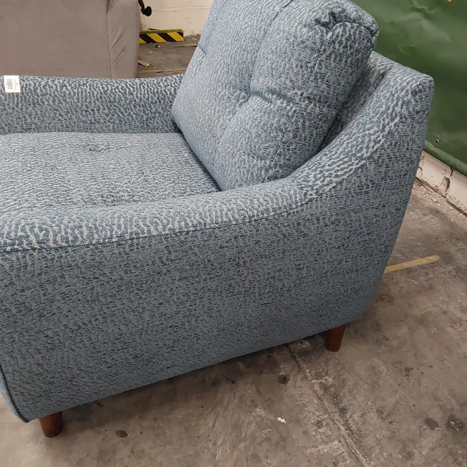 QUALITY BRITISH DESIGNER G PLAN EDWARD ARMCHAIR CHELSEA BLUE FABRIC 