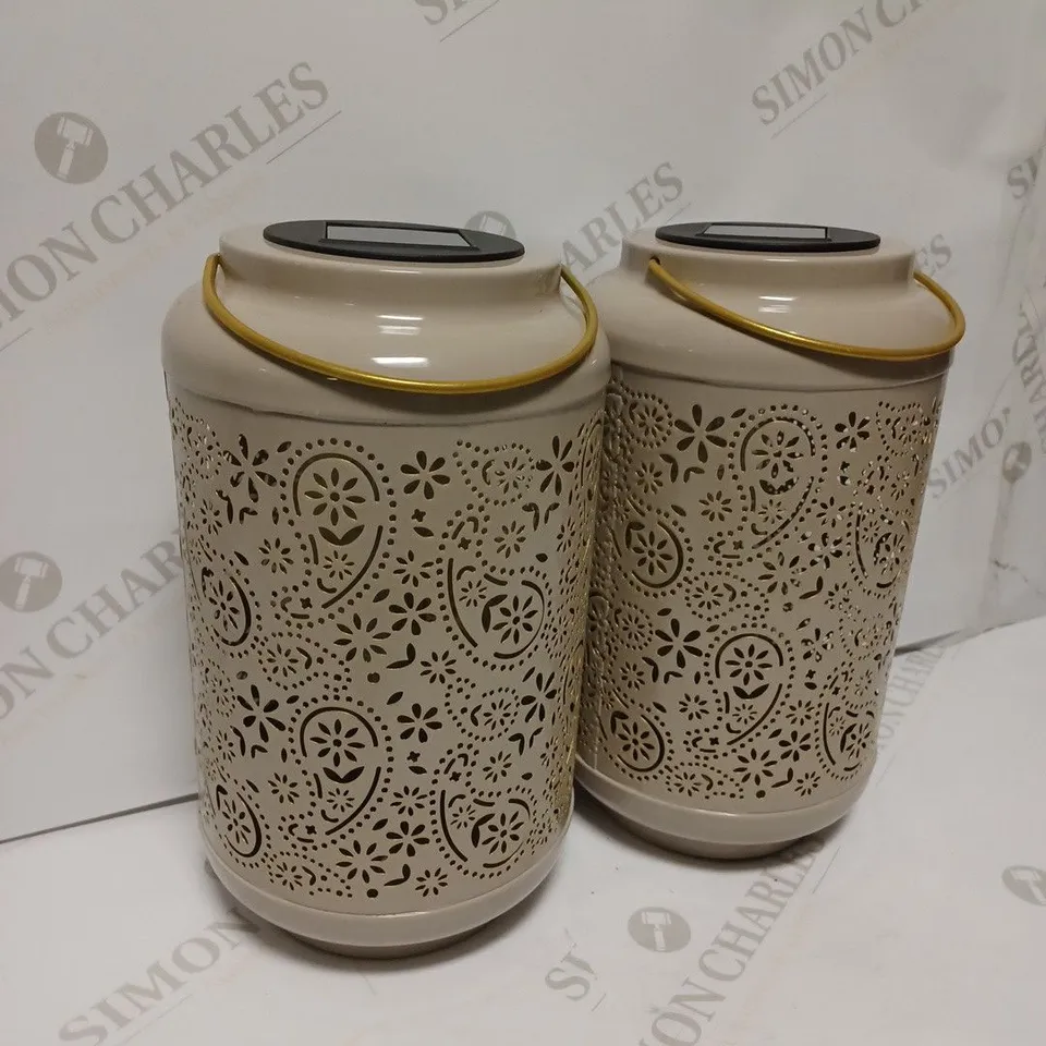 GARDEN REFLECTIONS SET OF 2 PATTERNED SOLAR LANTERNS, PAISLEY