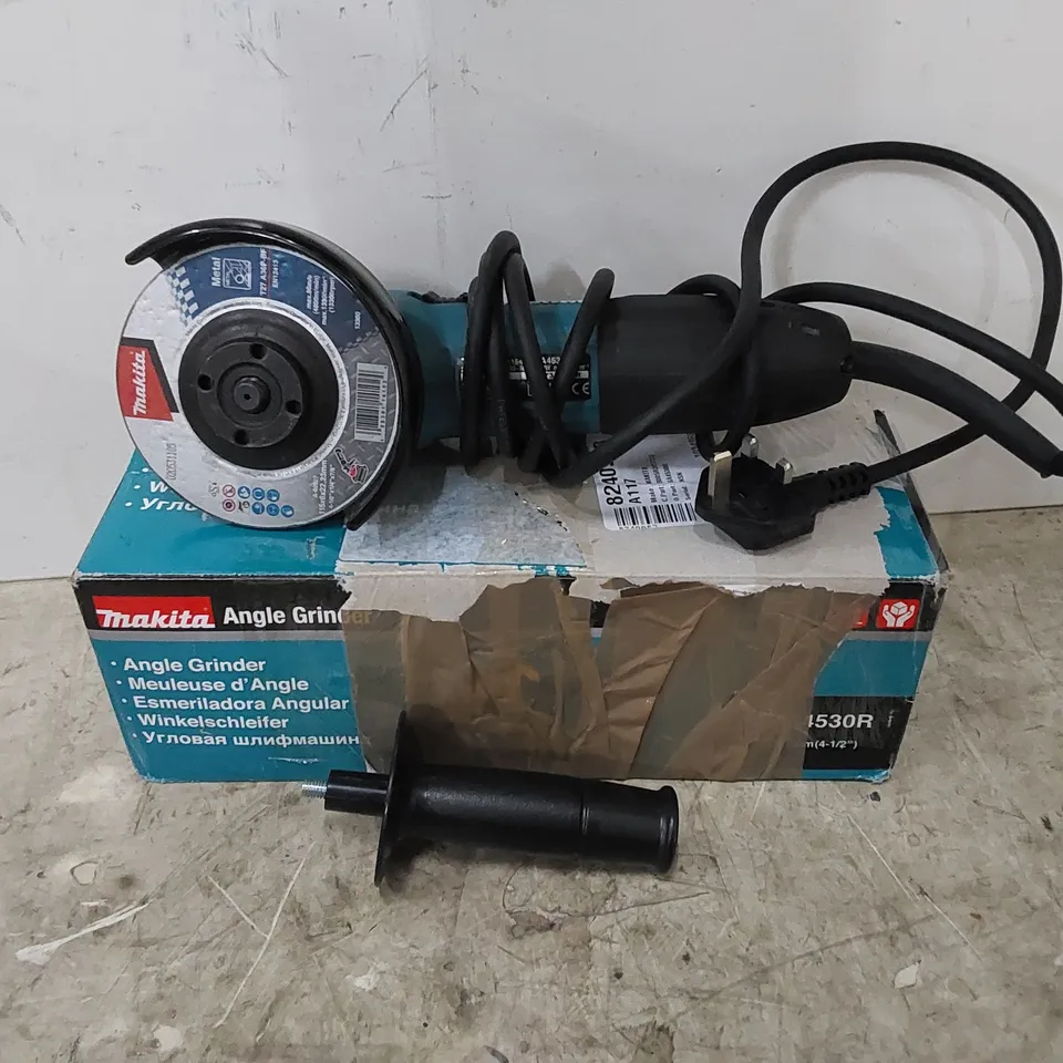 BOXED MAKITA ANGLE GRINDER, MODEL: GA4530R