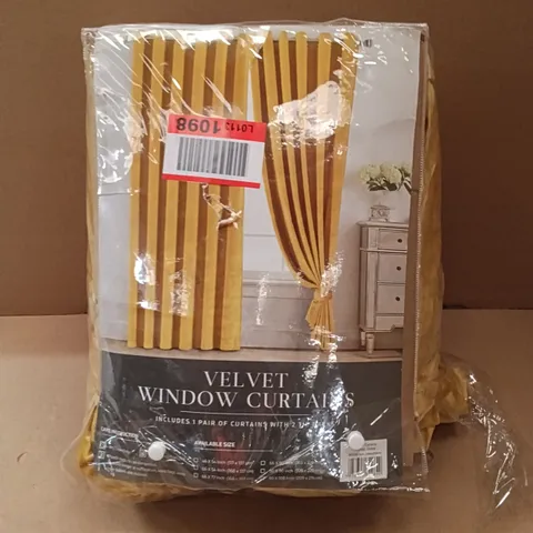 BAGGED VELVET WINDOW CURTAINS, 229X229cm - EYELET OCHRE 