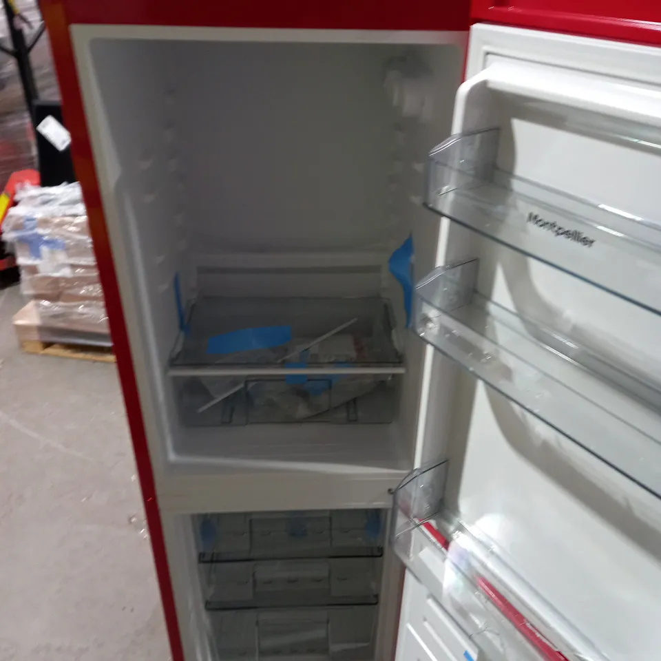 FREE STANDING MONTPELLIER FRIDGE FREEZER IN RED COLLECTION ONLY