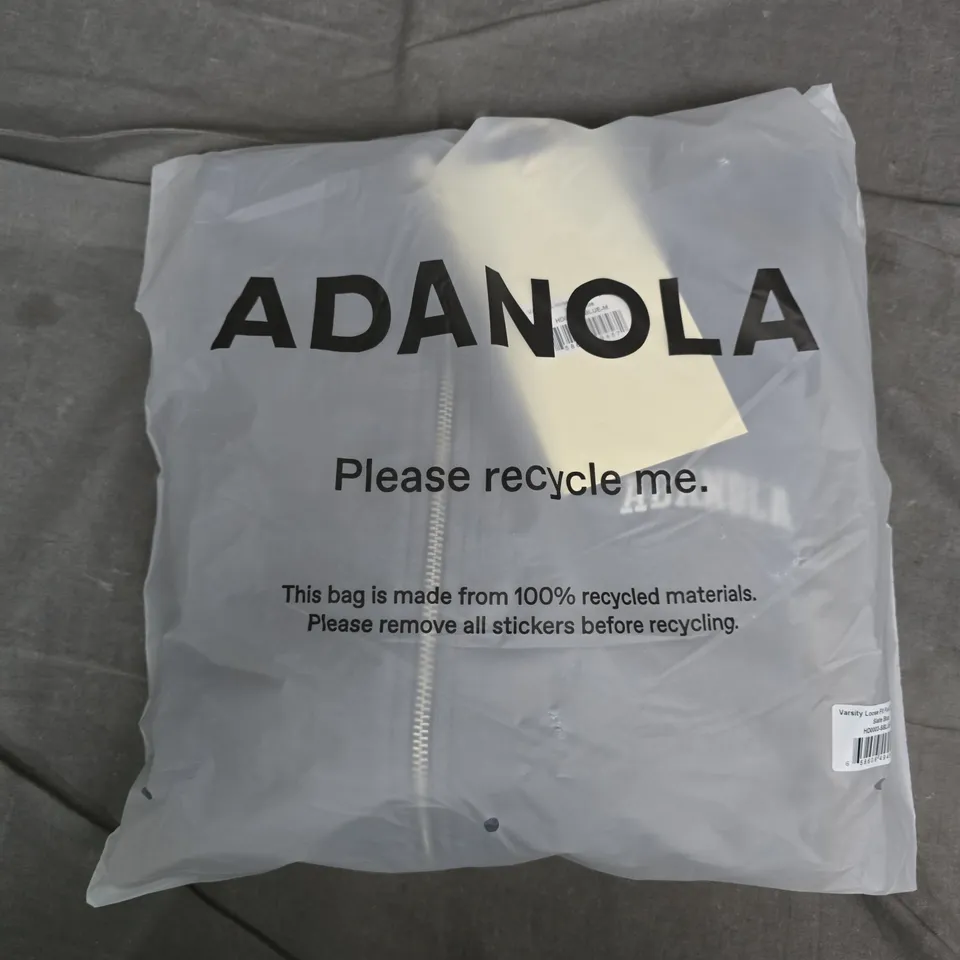 BAGGED ADANOLA VARSITY LOOSE FIT FULL ZIP HOODIE – SLATE BLUE – UK M