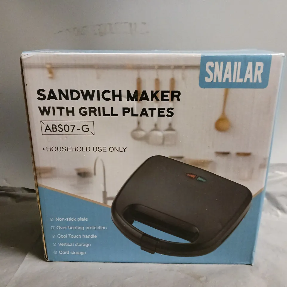 BOXED SNAILAR SANDWICH MAKER WITH GRILL PLATES ABS07-G