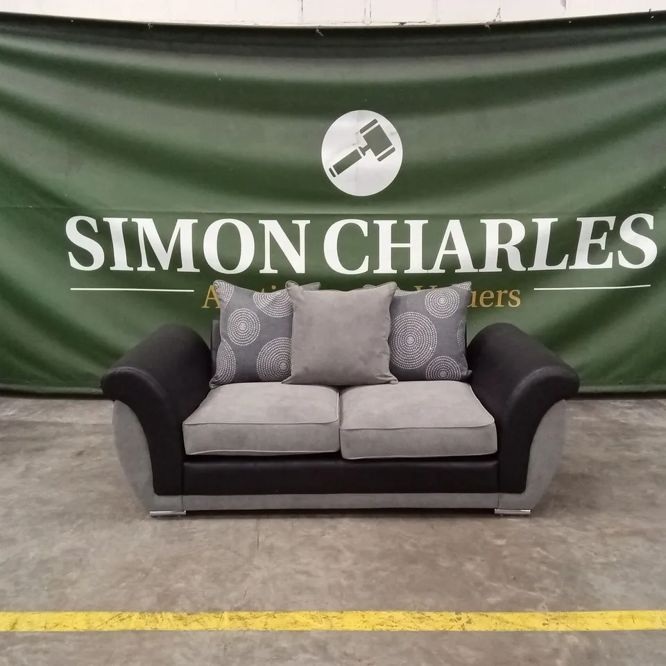 DANUBE FABRIC/FAUX LEATHER 2 SEATER SOFA RRP £549