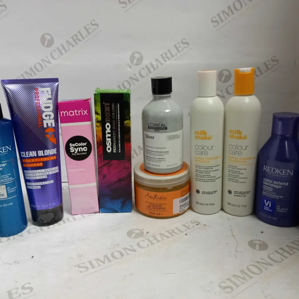LOT OF 11 HAIR CARE ITEMS, TO INCLUDE OLAPLEX, MILKSHAKE, REDKEN, ETC