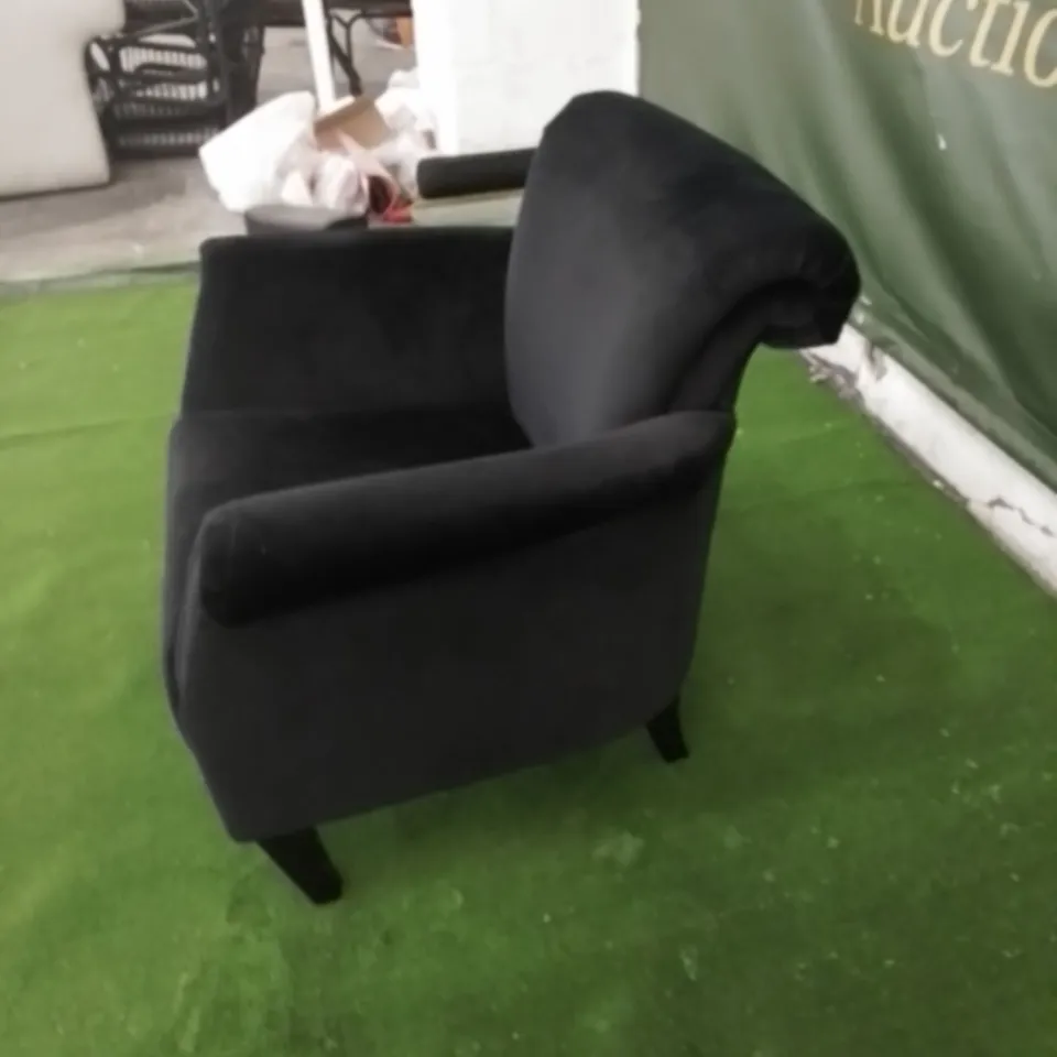 DESIGNER HARMONY BLACK VELVET ARM CHAIR