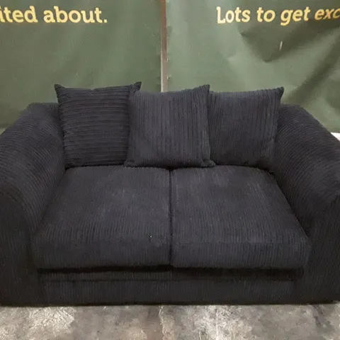 QUALITY DESIGNER 2 SEATER SOFA - BLACK CORDUROY FABRIC