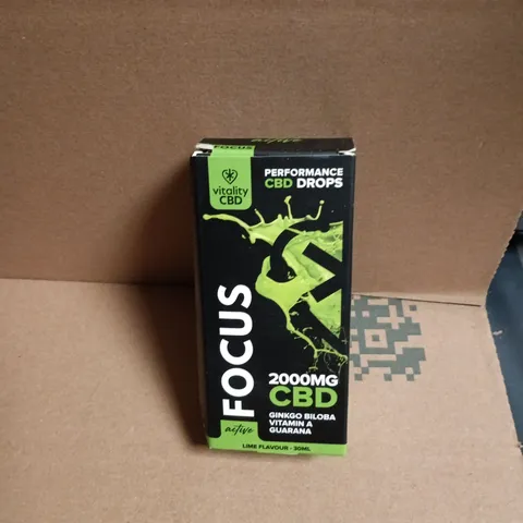 VITALITY CBD FOCUS DROPS 2000MG CBD LIME FLAVOUR 30ML - BEST BEFORE AUG 26 