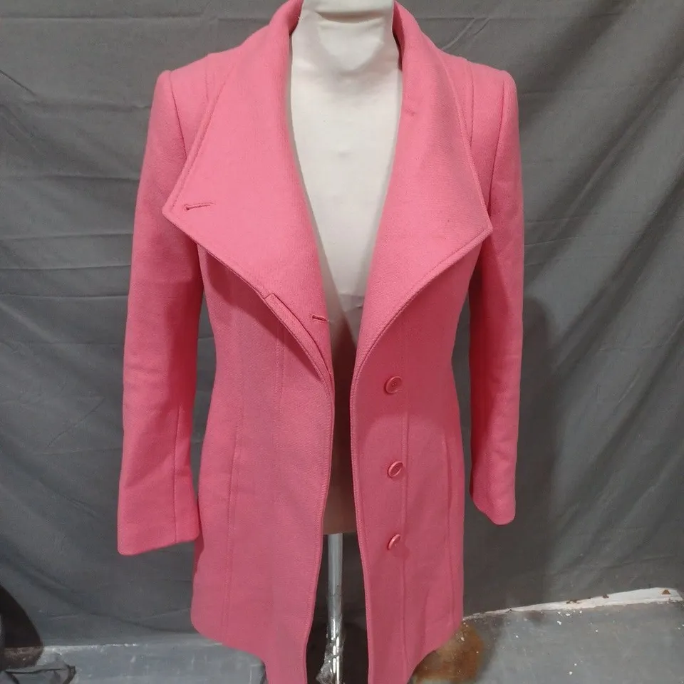 REISS BUTTONED COAT IN PINK SIZE S