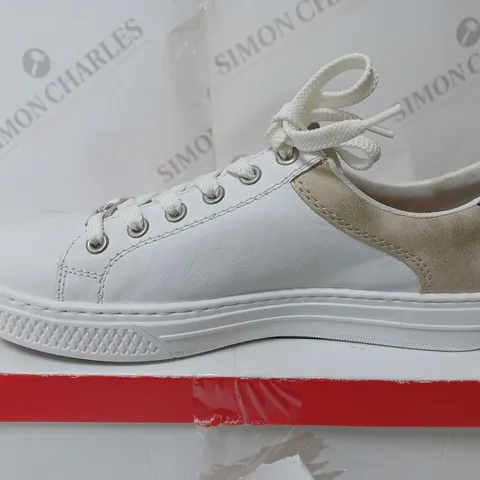 PAIR OF RIEKER SIDE ZIP 2 TRAINERS IN WHITE SIZE 6