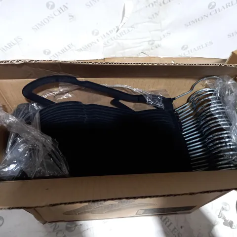 BOXED 50 PACK OF BLACK VELVET HANGERS