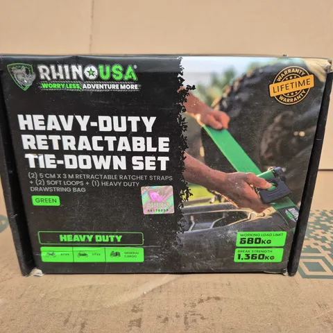 RHINO USA HEAVY-DUTY RETRACTABLE TIE-DOWN SET – 2 X 5CM X 3M STRAPS