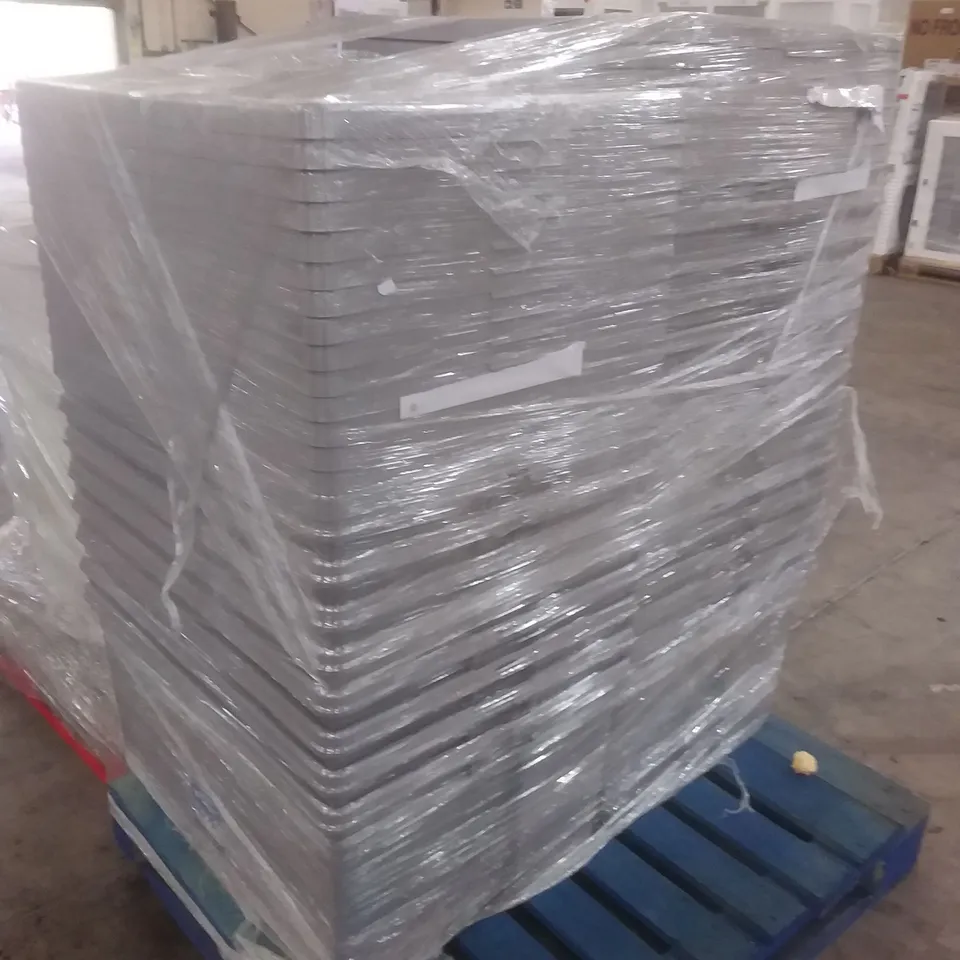 PALLET OF STRONG STACKABLE PLASTIC STORAGE CONTAINERS 