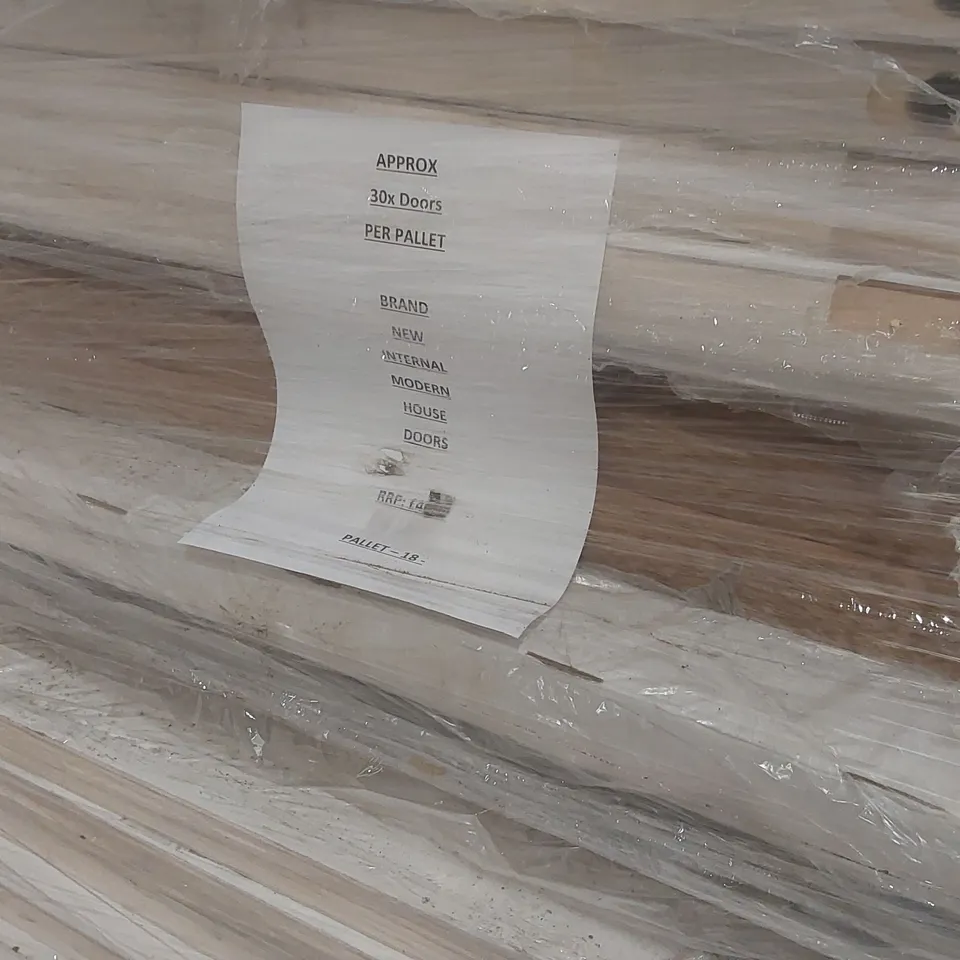 PALLET CONTAINING A VERY LARGE QUANTITY OF ASSORTED DOORS