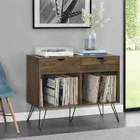 BOXED CONCORD TURNTABLE STAND WITH 2 DRAWERS WALNUT LOOK (1 BOX)