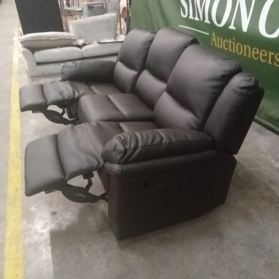 ALBION LUXURY FAUX LEATHER 3 SEATER HIGH BACK MANUAL RECLINER SOFA - CHOCOLATE RRP £749