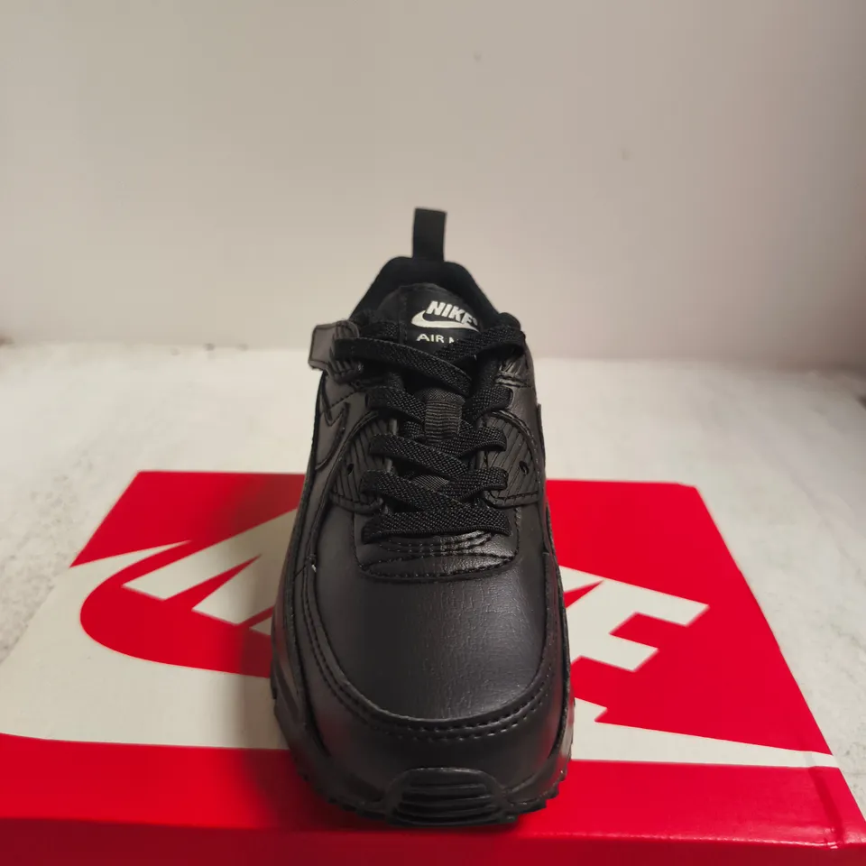 BOXED PAIR OF NIKE AIR MAX 90 TRAINERS – BLACK, UK 11 - KIDS