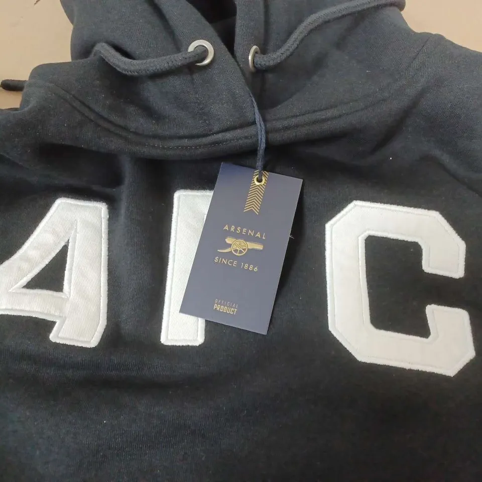ARSENAL WOMENS COLLEGIATE HOODIE IN BLACK - SIZE 8