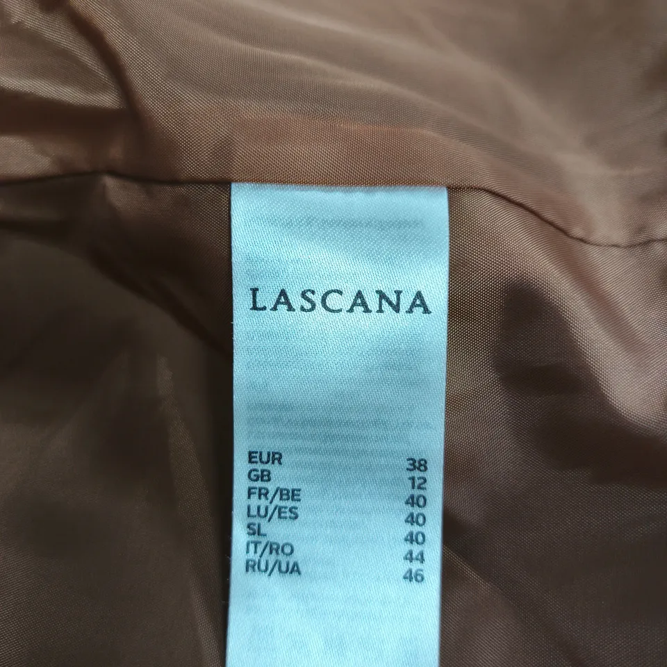 LASCANA BROWN SUEDE-LOOK BIKER JACKET – UK 12 (EU 38)