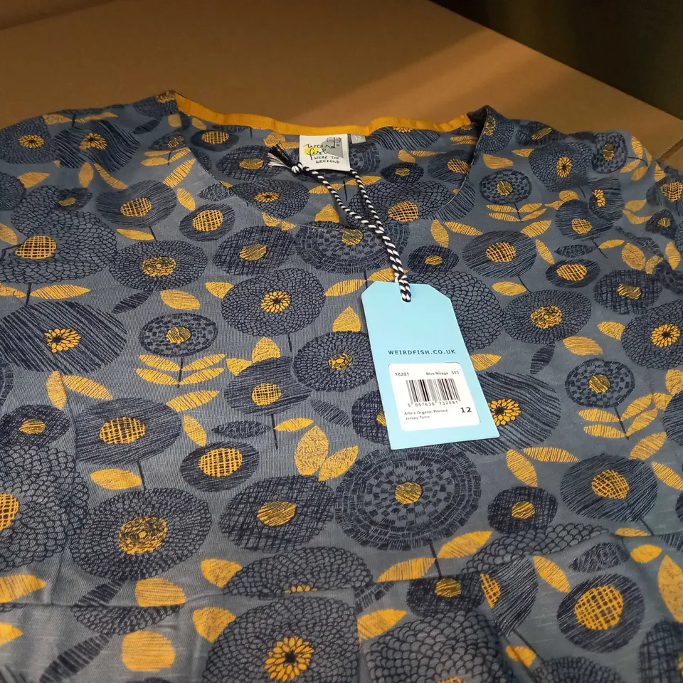 WEIRDFISH ARLINA ORGANIC PRINTED JERSEY TUNIC - SIZE 12