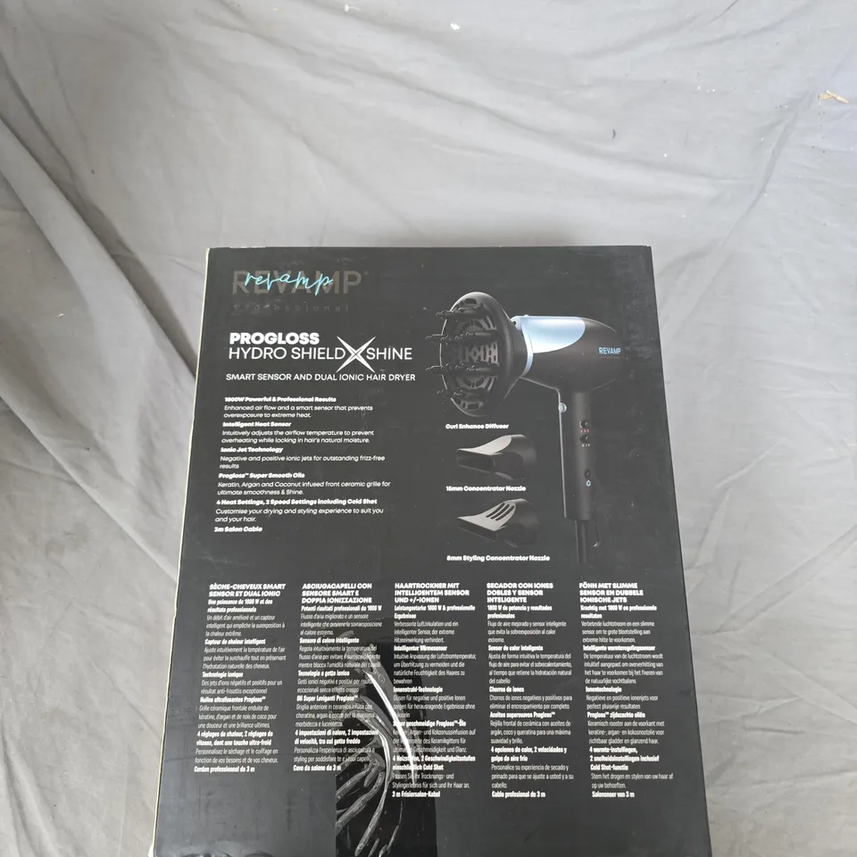 REVAMP PROGLOSS HYDRO SHIELD SHINE HAIR DRYER – BOXED