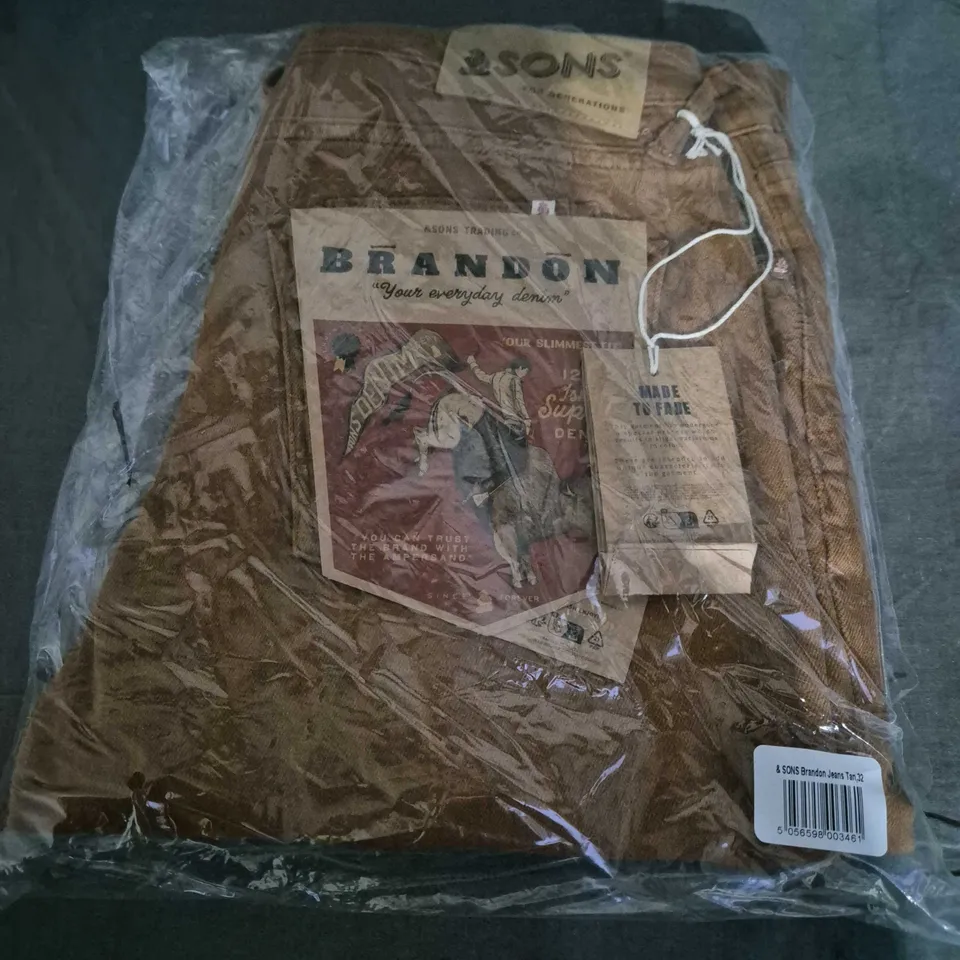BAGGED &SONS BRANDON JEANS IN TAN - 32