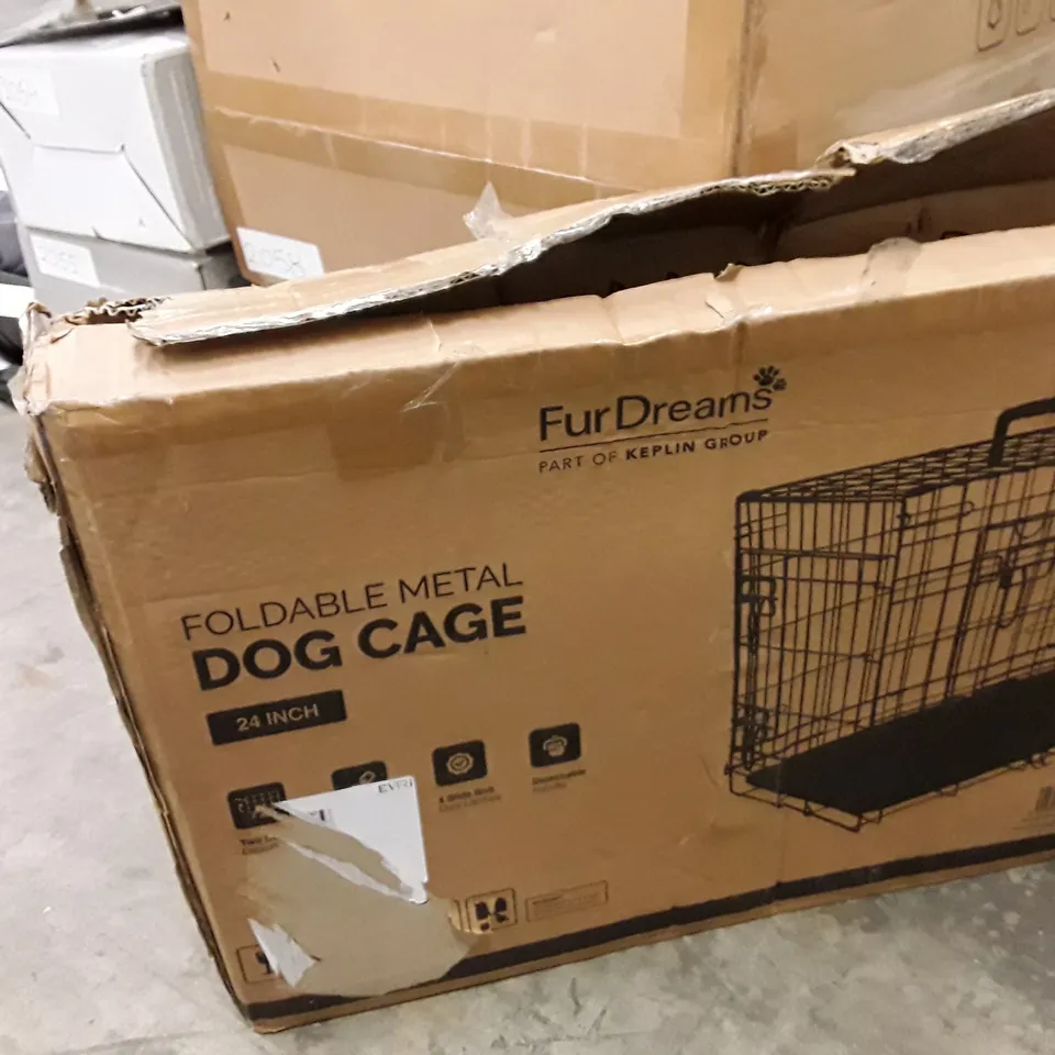 BOXED KEPLIN FUR DREAMS FOLDABLE METAL DOG CAGE 24 INCH