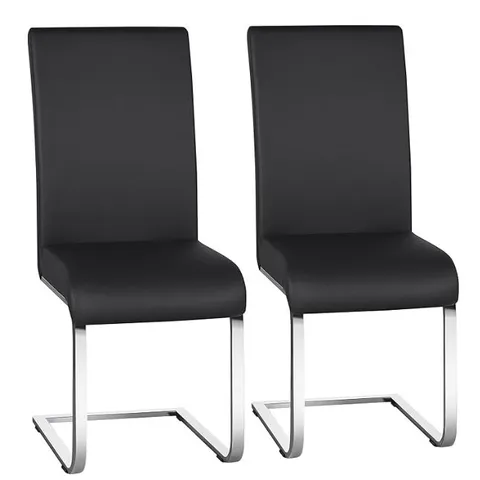 BOXED YAHEETECH SET OF 2 FAUX LEATHER DINING CHAIRS - BLACK (1 BOX)