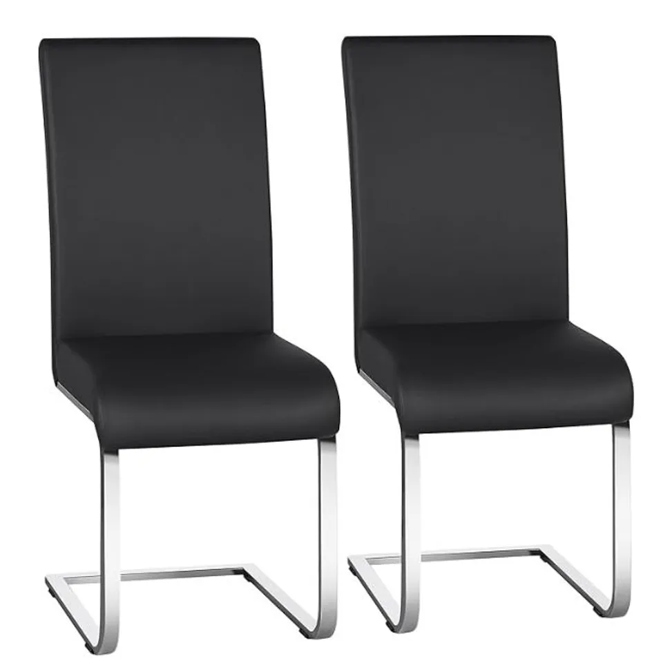 BOXED YAHEETECH SET OF 2 FAUX LEATHER DINING CHAIRS - BLACK (1 BOX)