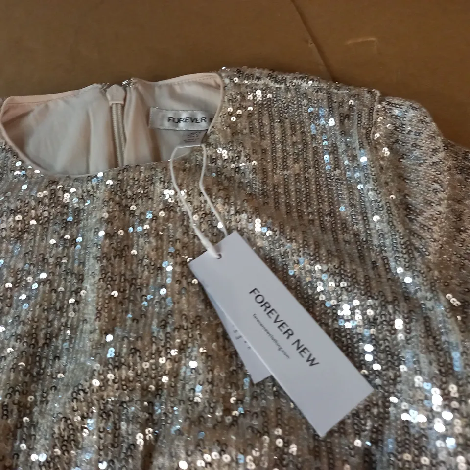 FOREVER NEW DELORA DRAPED SEQUIN MINI DRESS IN SILVER - 6