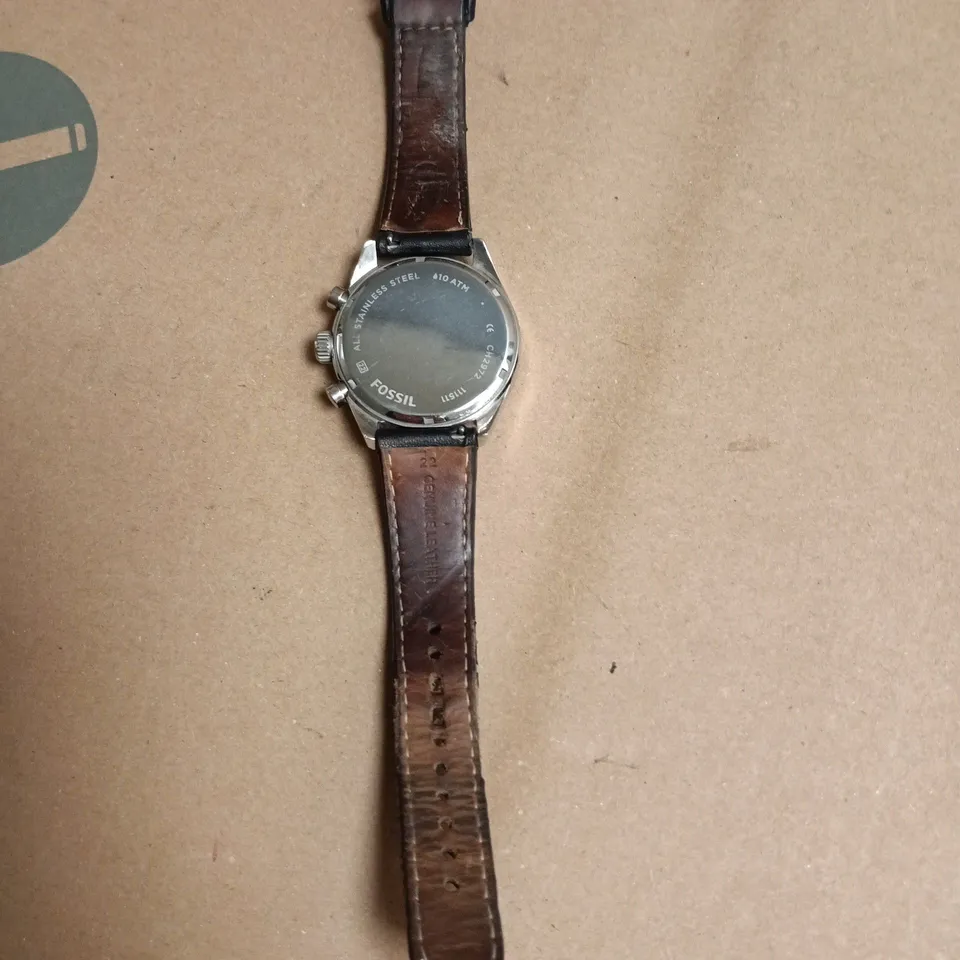 UNBOXED FOSSIL BLACK DIAL CHRONOGRAPH WATCH WITH BLACK LEATHER STRAP - CH2972 111511