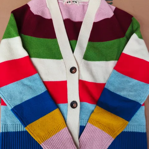 BODEN LONG SLEEVE STRIPED CARDIGAN IN MULTICOLOUR SIZE SMALL