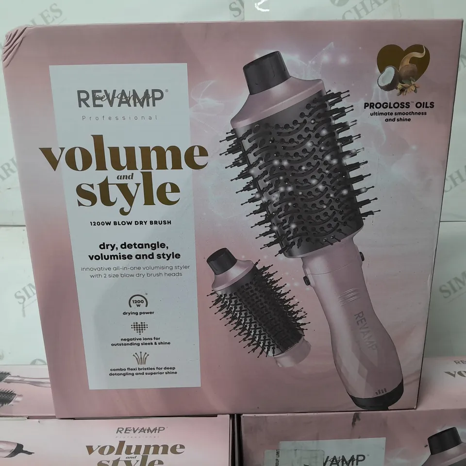 LOT OF 4 BOXED REVAMP PROFESSIONAL VOLUME AND STYLE 1200W BLOW DRY BRUSHS