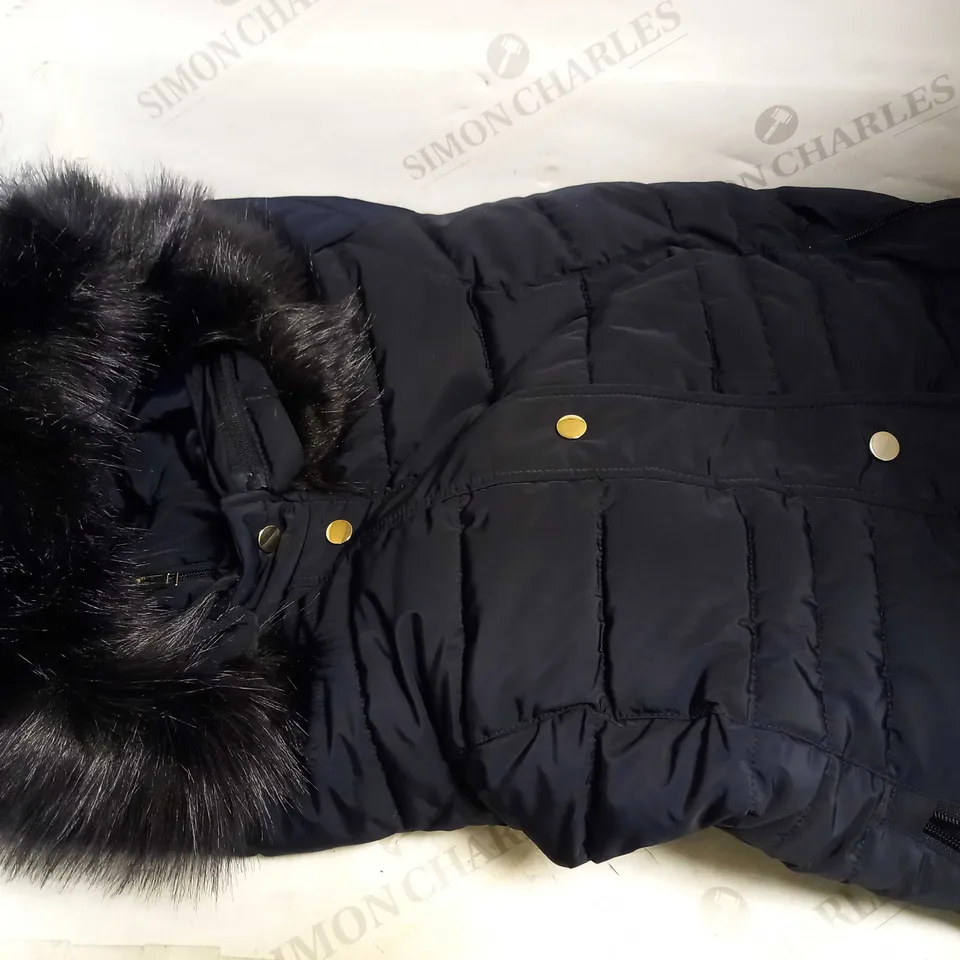 CENTIGRADE FAUX DOWN COAT WITH FOOLER & ZIP OFF FAUX FUR ON ATTACHED HOOD NAVY EXTRA LARGE 