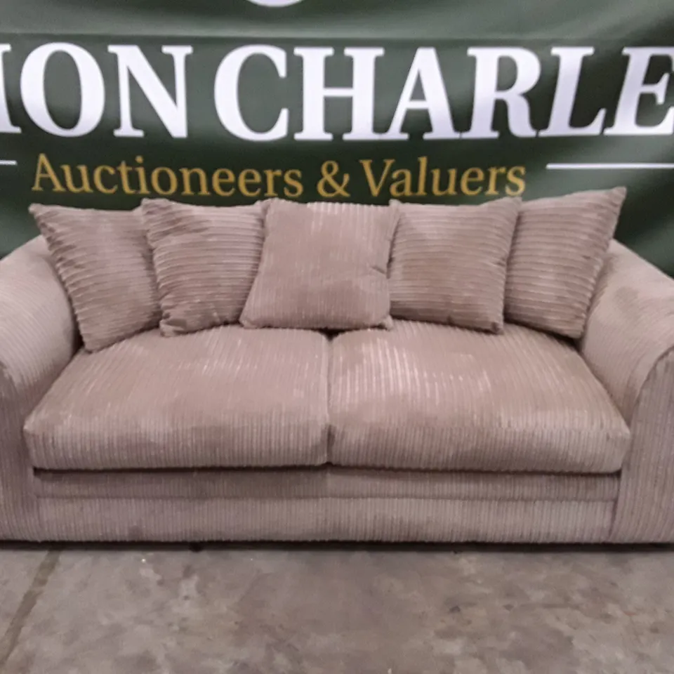 QUALITY DESIGNER 3 SEATER SOFA - BROWN CORDUROY FABRIC