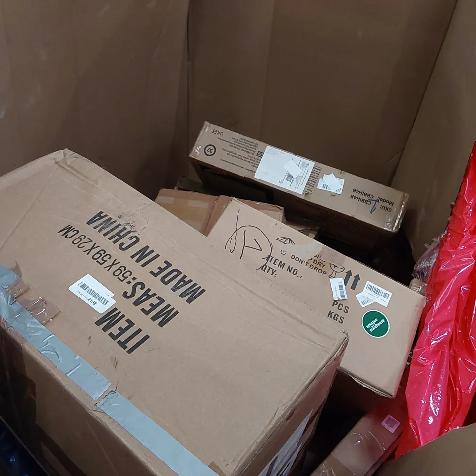 PALLET OF ASSORTED CONSUMER PRODUCTS TO INCLUDE; OFFICE AND GAMING CHAIRS, CAMPING CHAIR, CORDLESS CHAINSAW, TOILET SEAT 