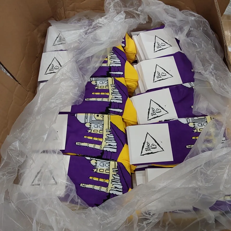 BOX OF BRAND NEW BIER CO 'BAU INDIA' SOCKS // APPROXIMATELY 360 PAIRS (1 BOX)