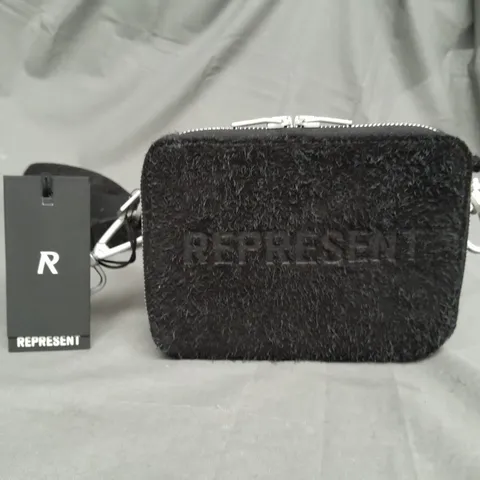 REPRESENT HAIRY SUEDE CAMERA BAG IN BLACK