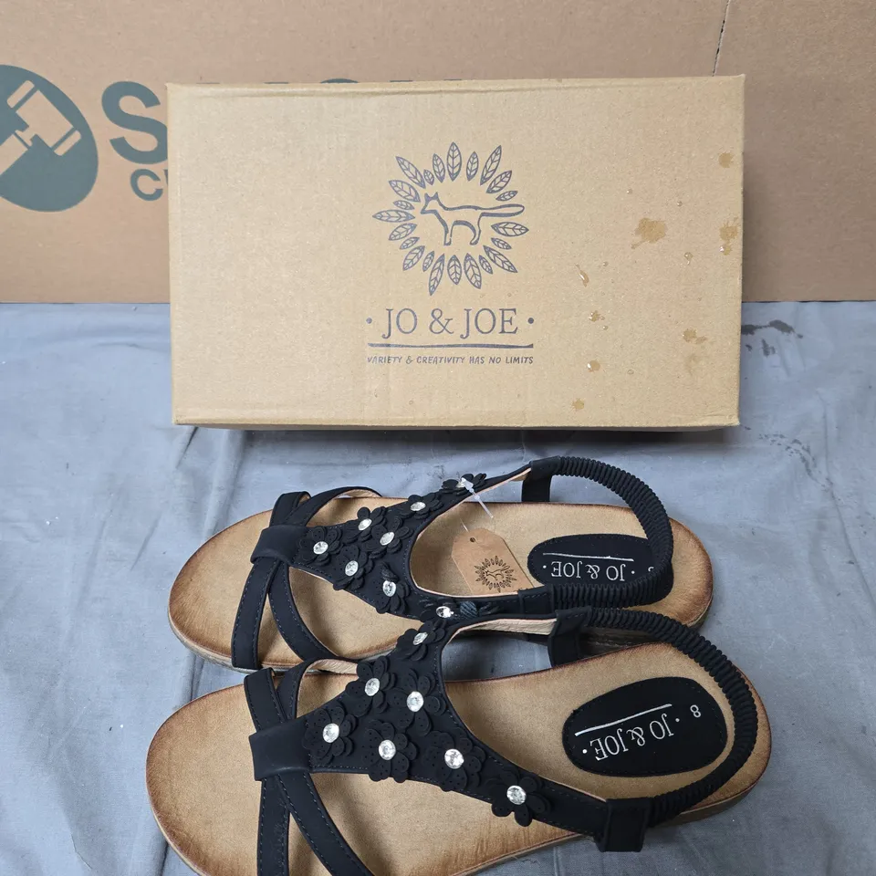 JO & JOE WOMEN'S BLACK EMBELLISHED SANDALS – UK 8