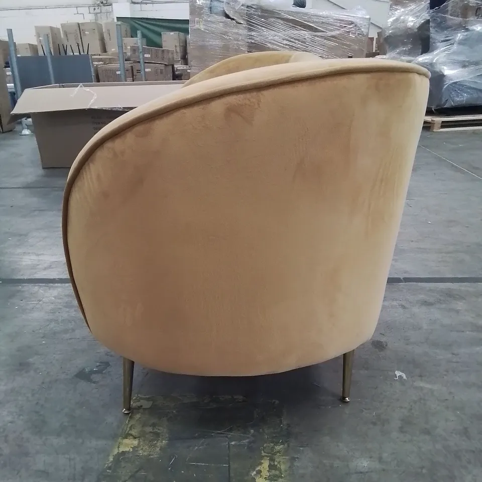BOXED CASTILO VELVET UPHOLSTERED SOFA IN GOLD