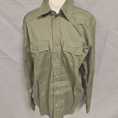 BRANDIT FLANNEL SHIRT LONG SLEEVE IN OLIVE SIZE S