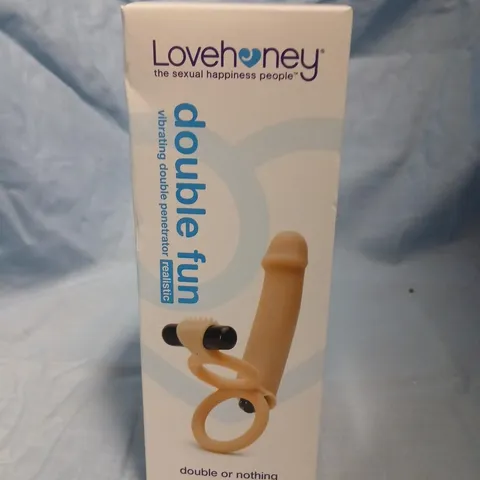 LOVEHONEY DOUBLE FUN VIBRATING DUAL-PENETRATOR – REALISTIC BEIGE (BOXED)