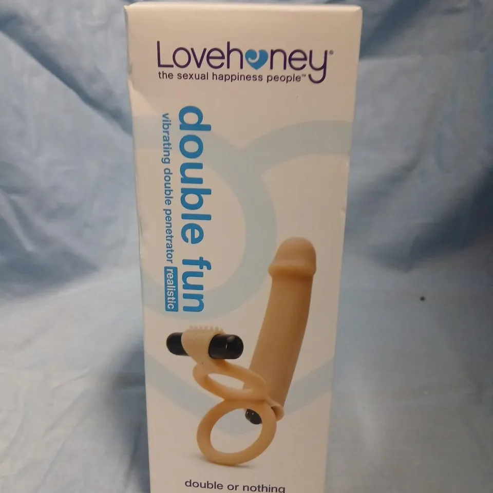 LOVEHONEY DOUBLE FUN VIBRATING DUAL-PENETRATOR – REALISTIC BEIGE (BOXED)
