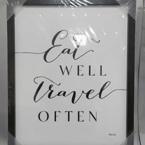 EAT WELL TRAVEL OFTEN FRAMED PRINT